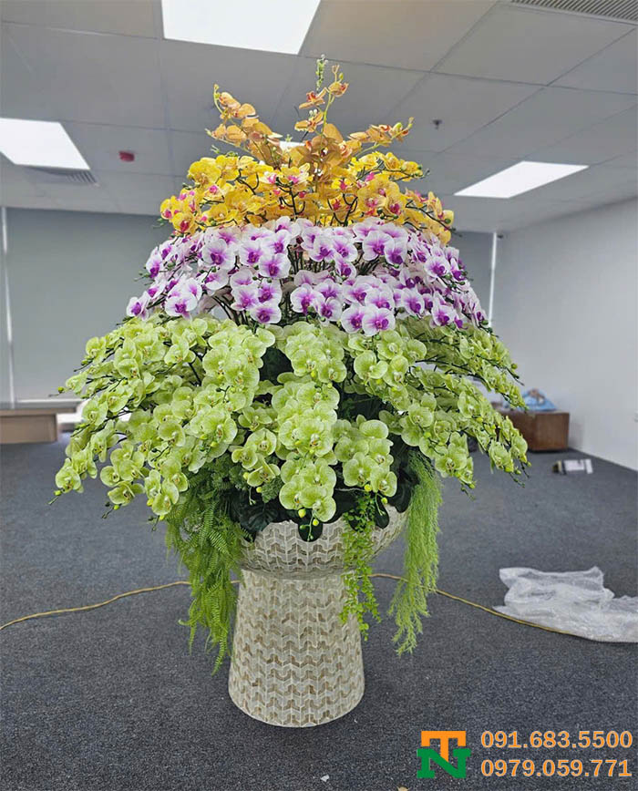 Bình lan hồ điệp mix màu nhân tạo đẹp sang