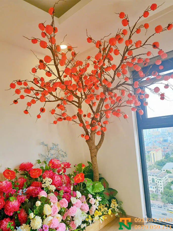 Cây hồng nhân tạo trang trí