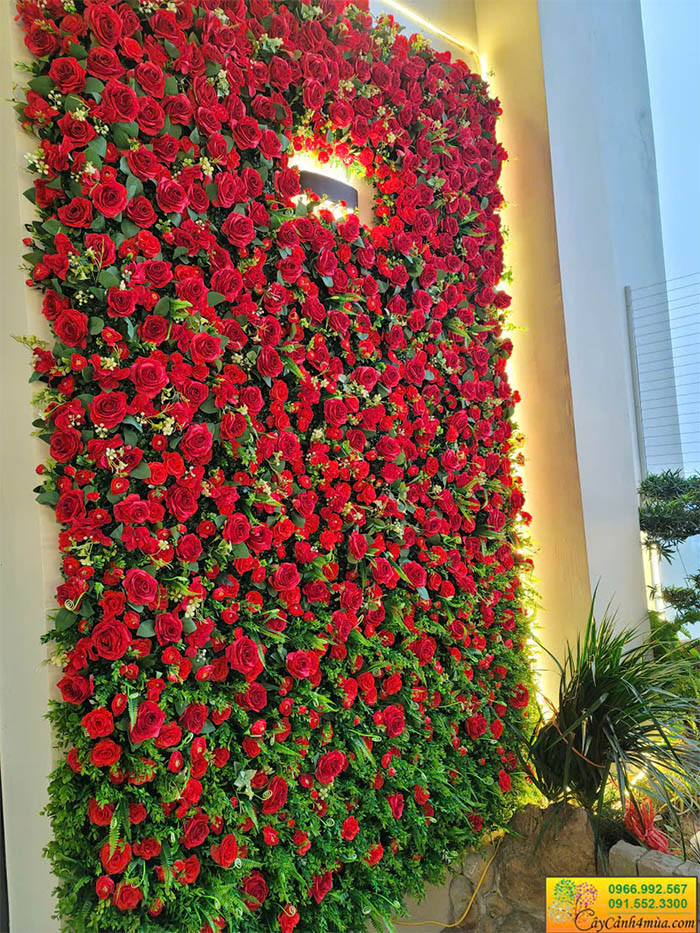 Giàn hoa hồng lụa đỏ đẹp