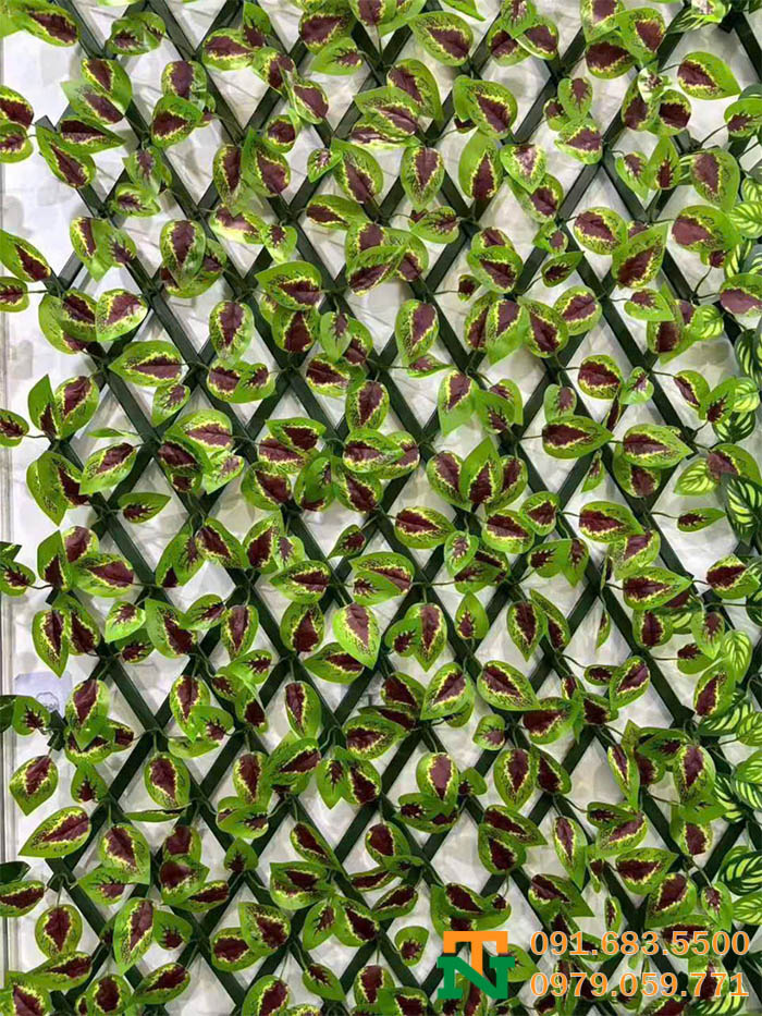 Hàng rào lá cây giả setup decor