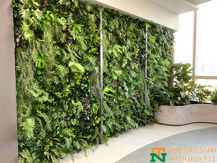 Tường cây giả xanh decor đẹp
